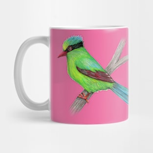 Green magpie pencil drawing Mug